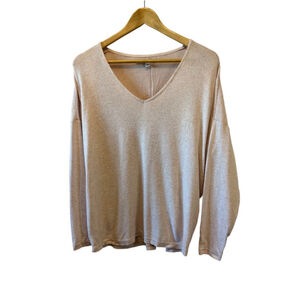 ONLY Blush Pink Lightweight Knit Button Detail Back Long Sleeve V Neck Sweaters